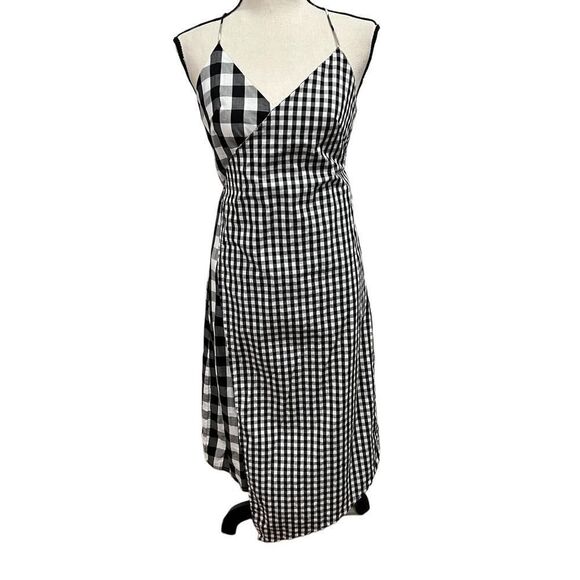 BP.  black white mixed check gingham sleeveless wrap dress size small - Picture 6 of 12